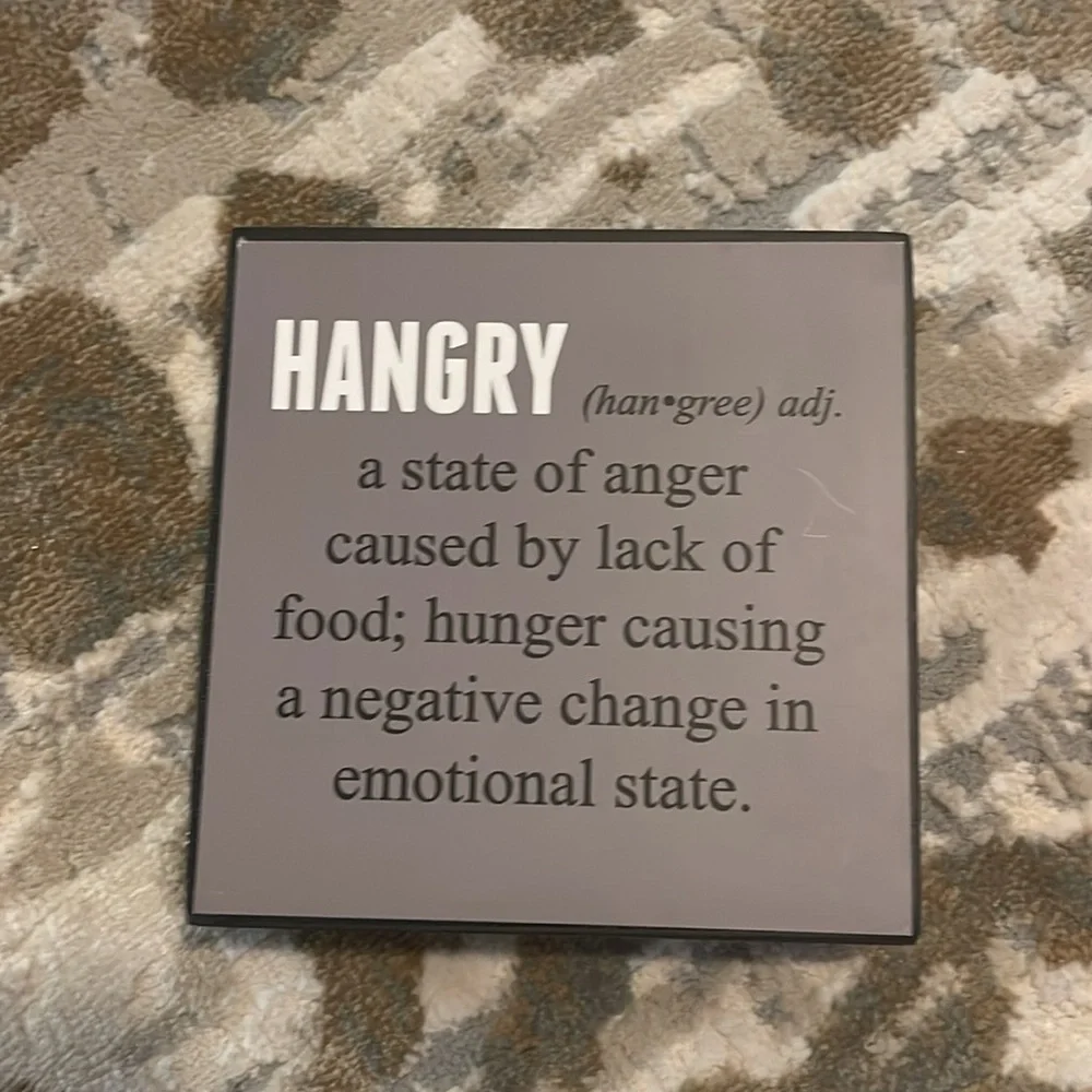 Hangry Definition Wooden Decorative Sign Kitchen Decor Block 6x6